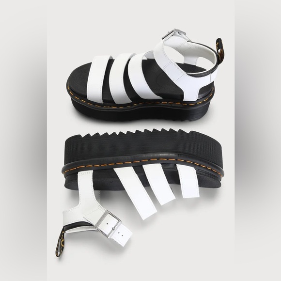 Dr Martens Blaire Quad Hydro White Leather Platform Sandals - Picture 12 of 12